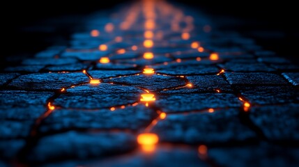 Wall Mural - Glowing Lava Path Cobblestone Road