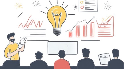 Aufkleber - Team listens to a presentation about innovative business ideas For showcasing growth strategic planning Concept.