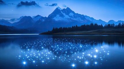 Poster - Night Sky Reflection In Mountain Lake