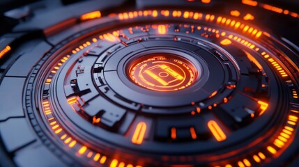 Poster - Futuristic Technology Interface Glowing Orange Lights