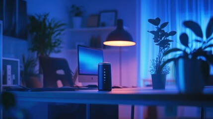 Poster - Modern Home Office Setup With Smart Device
