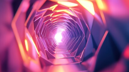 Wall Mural - Abstract Neon Tunnel: A Vibrant Journey Through Geometric Space