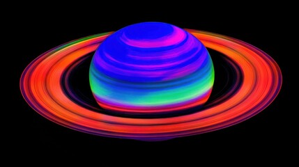 Poster - A vibrant cosmic body with multicolored rings