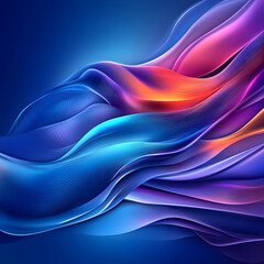 Poster - Abstract Blue Purple Wave Background Illustration