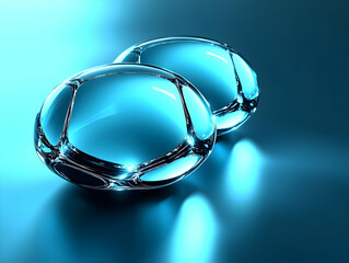 Poster - Abstract 3D Blue Liquid Drops Background