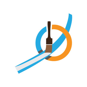 A simple, vector-style image with a clean look is a paintbrush, which represents an o writing