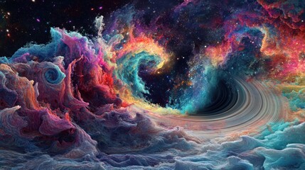 Poster - Cosmic Nebula Waves Swirling Through Space
