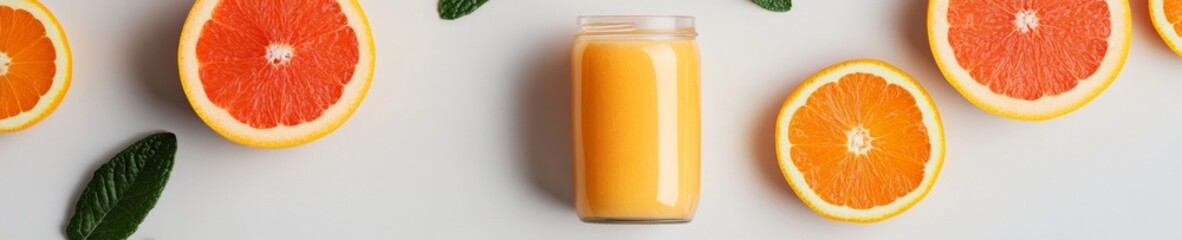 Aufkleber - Vibrant Smoothie Display Glass Jar with Fresh Citrus Slices on Minimalist Surface - Health-focused Beverage Marketing and Eco-Friendly Lifestyle Promotion