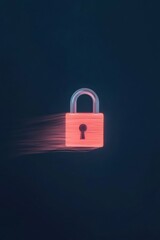 Aufkleber - Illuminated Digital Lock Art Neon Glow and Data Flux Symbolizing Encrypted Privacy for Cybersecurity - Cutting-Edge Tech Decor in Modern Office and IT Branding