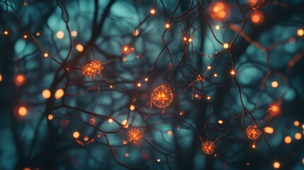 Poster - Illuminated Neural Network Glowing Brightly