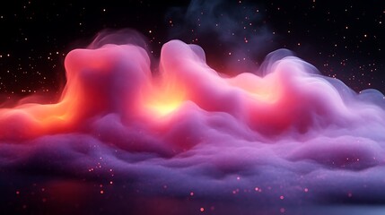 Wall Mural - Glowing Pink And Orange Cloudscape With Embers