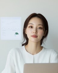 Aufkleber - Modern Office Transparency Korean Professional Reviewing E-Procurement Dashboards - Neutral Workspace Design and Business Innovation for Public Tenders