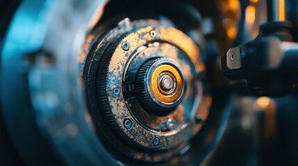 Poster - Closeup View Of A Rusty Mechanical Gear System