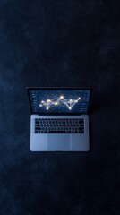 Aufkleber - Futuristic Digital Asset Display Sleek Laptop with Cryptocurrency Dashboard and Blockchain Graphics - Tech Workspace for Financial Innovation and Secure Transactions