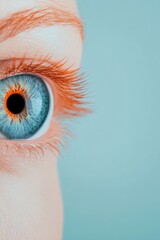 Poster - Contemporary AI Vision Close-Up of Detailed Blue Eye Symbolizing Advanced Facial Recognition for Precision Tech and Surveillance in Modern Security Systems