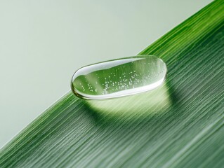 Leinwandbilder - Biophilic Design Inspiration Sunlit Green Grass Blade with Dew for Eco-Friendly Marketing and Wellness Branding - Symbol of Natures Renewal