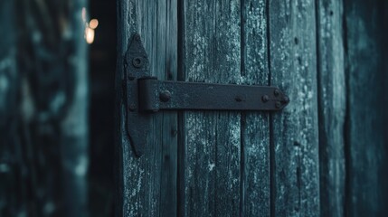 Aufkleber - Rusted Hinge on Weathered Wooden Door
