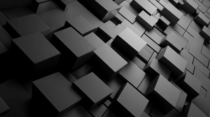 Wall Mural - Abstract Dark Grey Cube Composition: A 3D Rendering of Interlocking Blocks