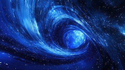 Poster - Celestial Vortex A Swirling Blue Nebula Envelops A Distant Planet