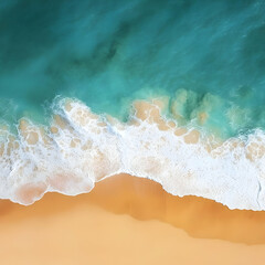 Wall Mural - Aerial Beach Scene: Turquoise Water and Sand