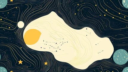 surreal celestial landscape with cosmic waves.