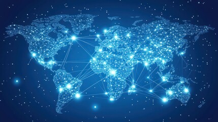 Poster - Global Network Connections Illustrating Worldwide Interconnectivity