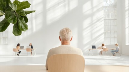 Poster - Scandinavian Minimalist Office Light Wood and Neutral Tones for Hybrid Workspaces - Enhance Team Synergy and Flexibility in Corporate Urban Environments