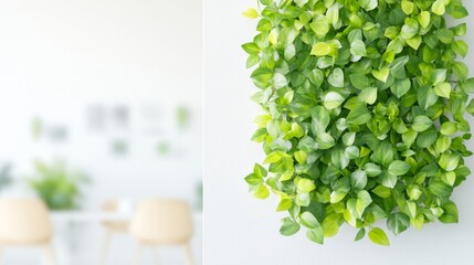 Aufkleber - Biophilic Workspace Design Lush Vertical Greenery with Minimalist Furniture - Enhancing Creativity and Collaboration in Modern Office Environments for Increased Productivity
