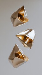 Poster - Golden Geometric Shapes Floating in Air