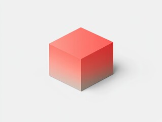 Poster - Gradient Cube A Red to Beige 3D Geometric Shape