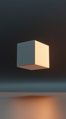 Poster - Illuminated Cube Floating in Dark Space