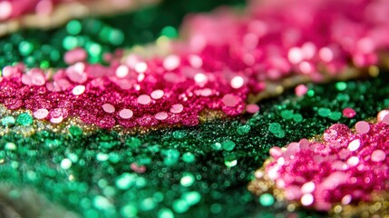 Poster - Abstract Glitter Background Green Pink Gold