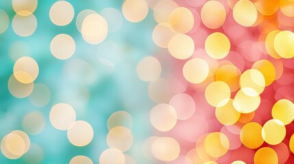 Poster - Colorful Bokeh Background with Soft Blue, Pink, and Gold Circular Lights for Abstract Design and Decoration Purposes