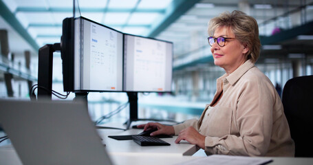 Poster - Accountant Using E Invoice Software At Computer