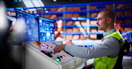 Aufkleber - Warehouse Management On Computer