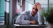 © Andrey Popov - Frustrated Sad Accountant Man. Computer Productivity