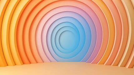 Poster - Colorful Abstract Background with Multi-Layered Circular Shapes in Soft Pastel Tones for Creative Design Projects