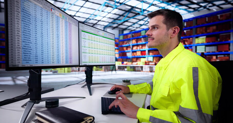 Poster - Warehouse Inventory Management On Computer