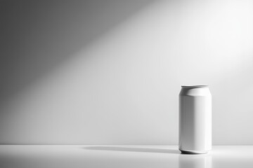 Poster - Single White Aluminum Can on White Background with Light