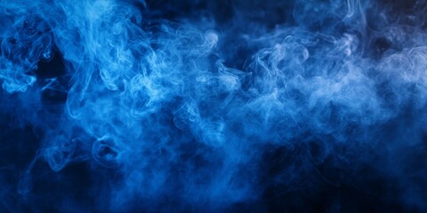 Aufkleber - Blue smoke cloud against a dark isolated backdrop. This image showcases an intricate background created from vape smoke, highlighting the mesmerizing patterns of blue smoke.