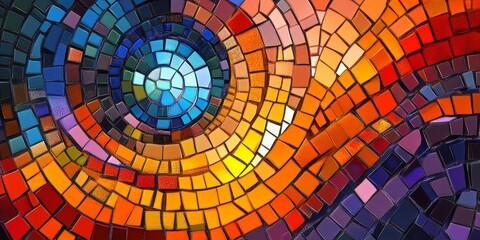 Aufkleber - Lively digital artwork featuring immaculate mosaic designs that are pixel perfect and exceptionally vibrant, showcasing intricate and colorful patterns throughout the piece.