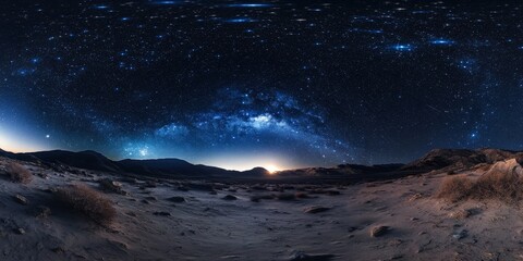 Aufkleber - A vast night sky filled with luminous constellations and sparkling stars, creating a mesmerizing wide angle view of the celestial scene.
