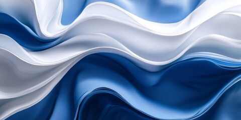 Aufkleber - Undulating abstract backdrop featuring a blend of blue and white hues in a three dimensional style. This wavy background combines shades of blue and white for a unique visual effect.