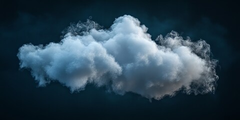Fototapete - Isolated cloud on a dark background, showcasing textured smoke and brush effect, creates an abstract white appearance. This cloud highlights the beauty of unique cloud formations in art.