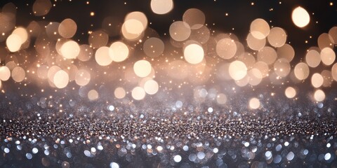 Fototapete - Glitter vintage lights create a captivating background with a silvery defocused effect, perfect for enhancing any project that features glitter and vintage aesthetics.