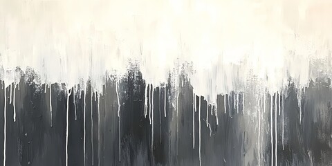 Poster - This artwork features an oil painting on canvas, showcasing abstract drips in shades of white, black, and gray that create a dynamic and modern visual experience.