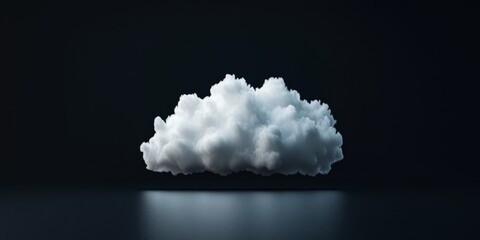 Fototapete - A solitary, fluffy white cloud stands alone against a black backdrop, featuring a clipping path for clear visibility and definition.