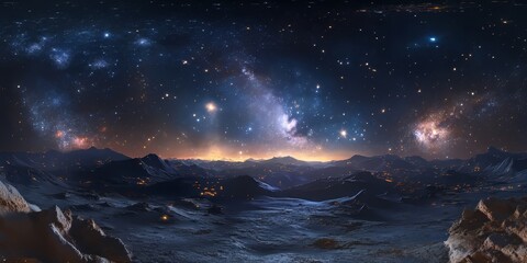 Aufkleber - A vast night sky filled with luminous constellations and sparkling stars, creating a mesmerizing wide angle view of the celestial scene.