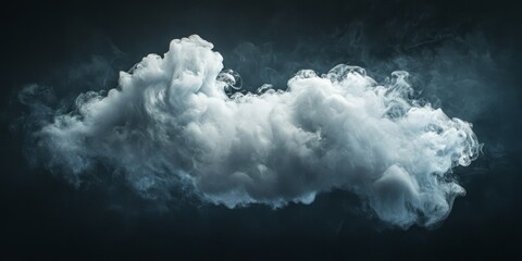 Fototapete - Isolated cloud on a dark background, showcasing textured smoke and brush effect, creates an abstract white appearance. This cloud highlights the beauty of unique cloud formations in art.