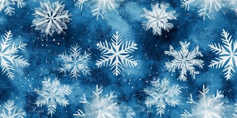 Aufkleber - Winter snowflake design featuring a frosty blue and white snow scene, ideal for creating repeatable and tileable patterns. This winter snowflake imagery offers seamless decorative options.
